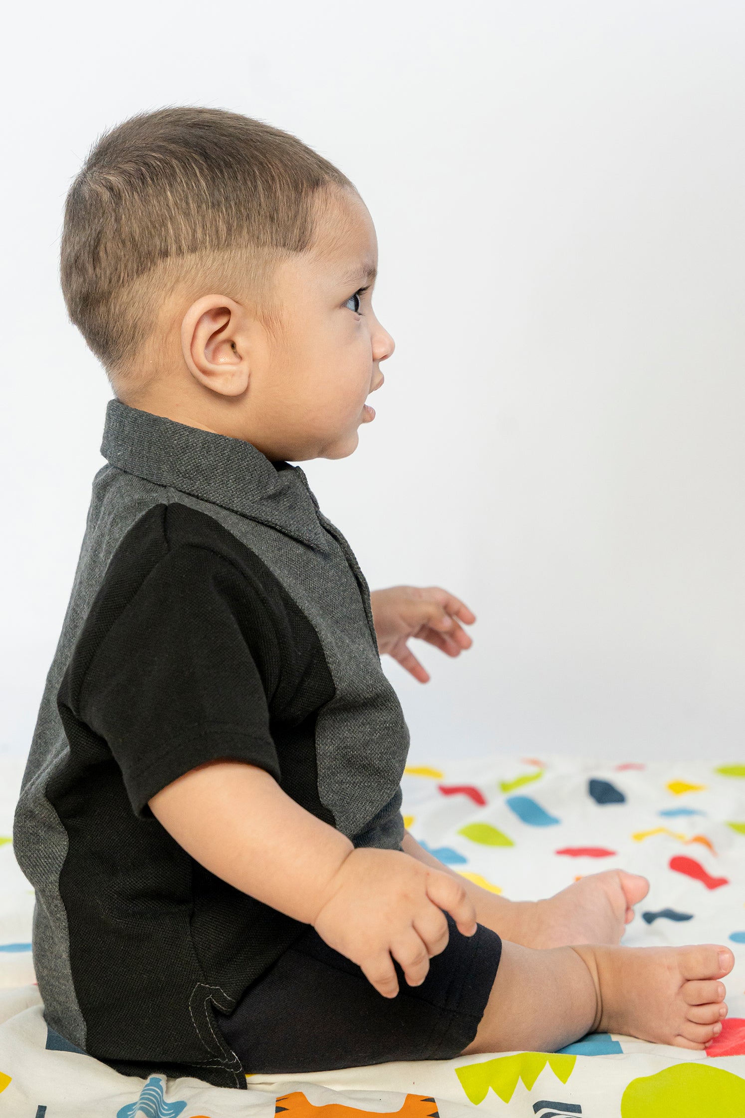 UNISEX BABY POLO GRAY WITH EMBROIDERY