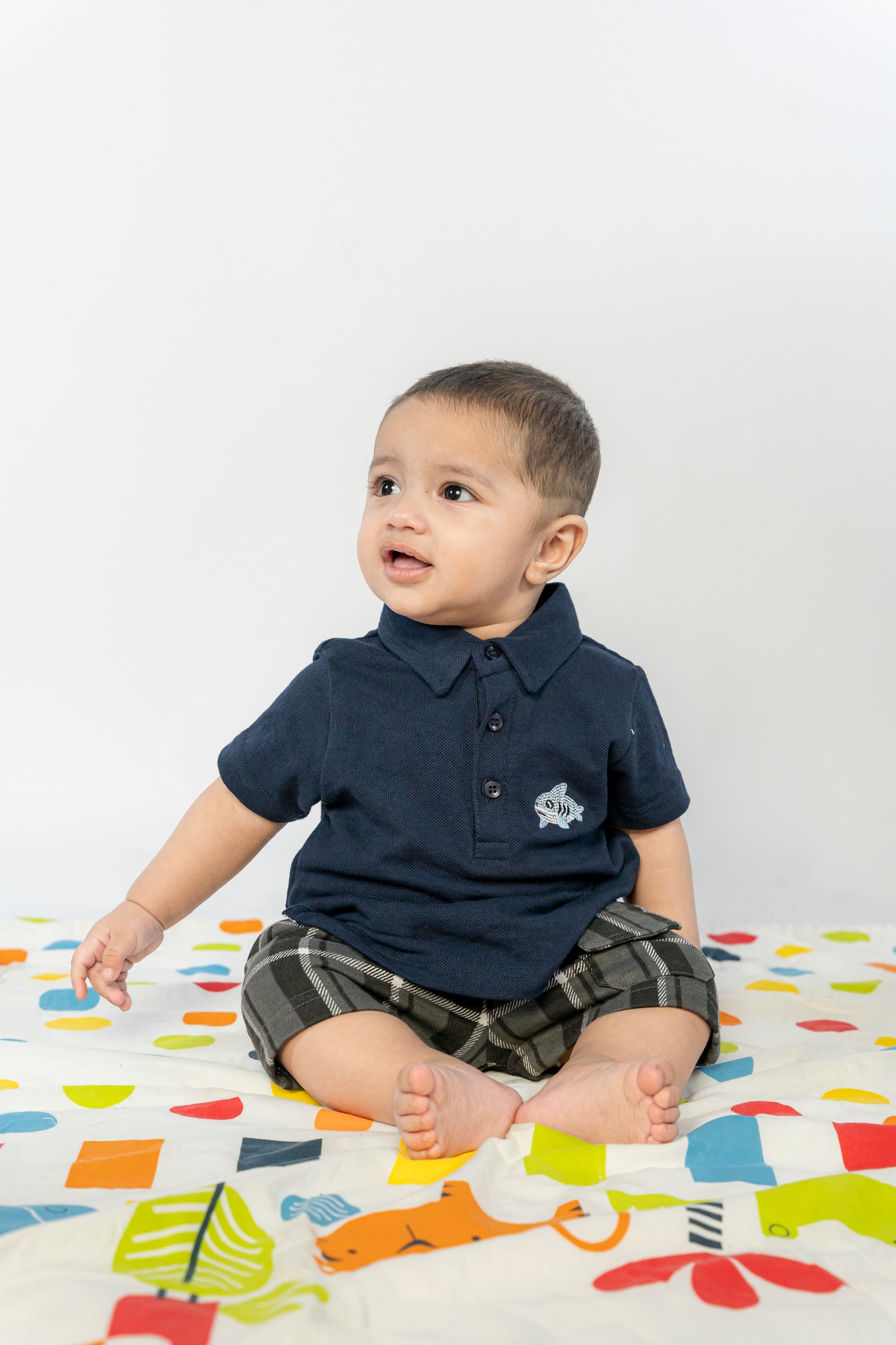 UNISEX BABY POLO NAVY BLUE WITH EMBROIDERY