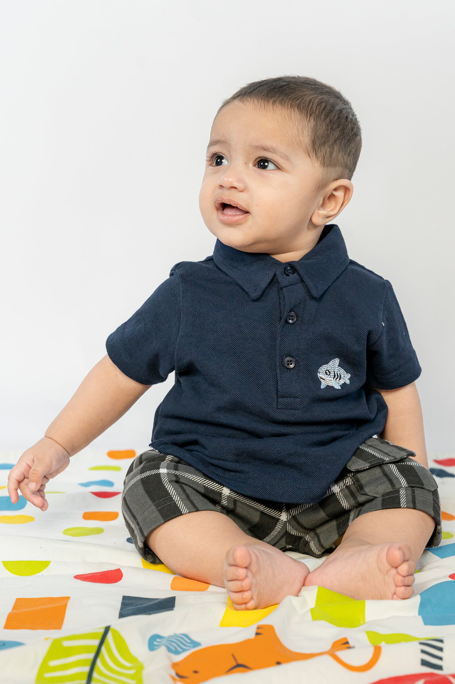 UNISEX BABY POLO NAVY BLUE WITH EMBROIDERY