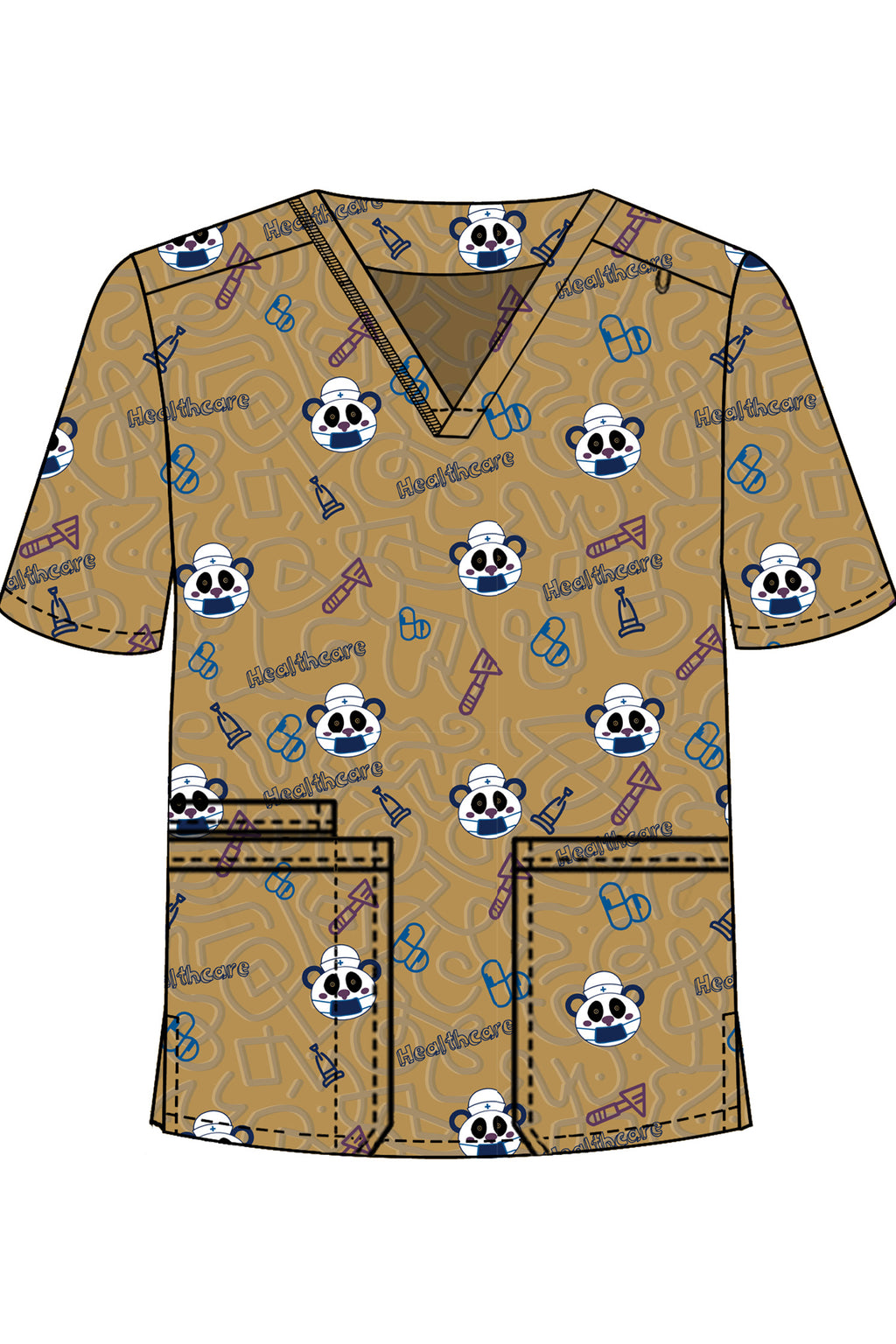 PROFESSIONAL UNISEX PRINTED SCRUB TOP / PLAYFUL PRINTS SCRUB TOP