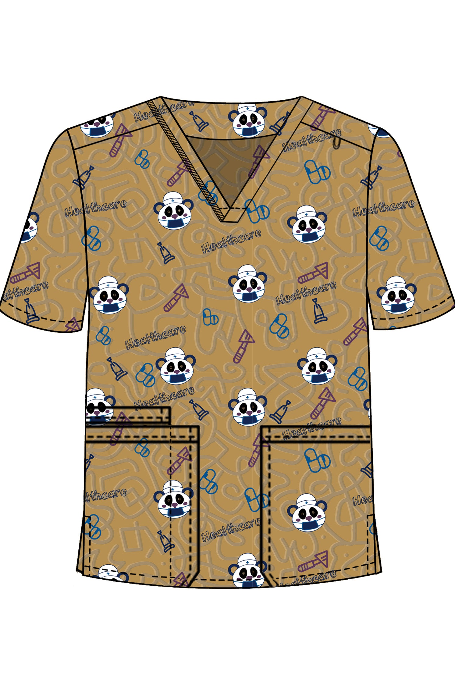 PROFESSIONAL UNISEX PRINTED SCRUB TOP / PLAYFUL PRINTS SCRUB TOP
