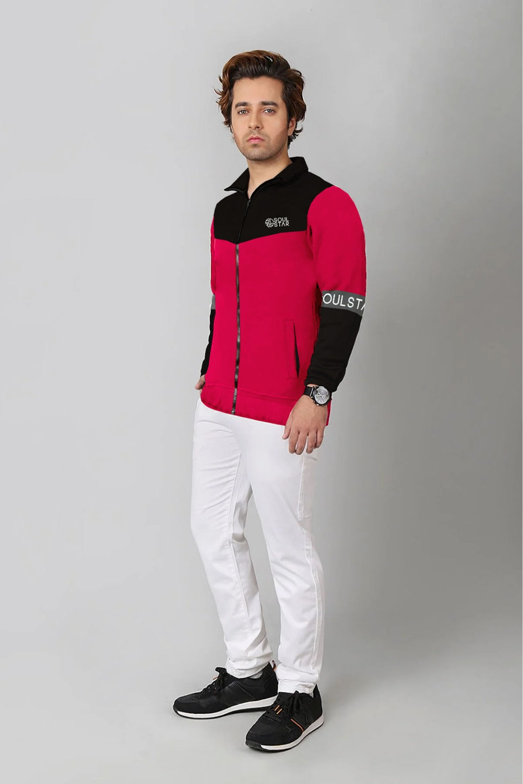 Men’s color block zipper jacket