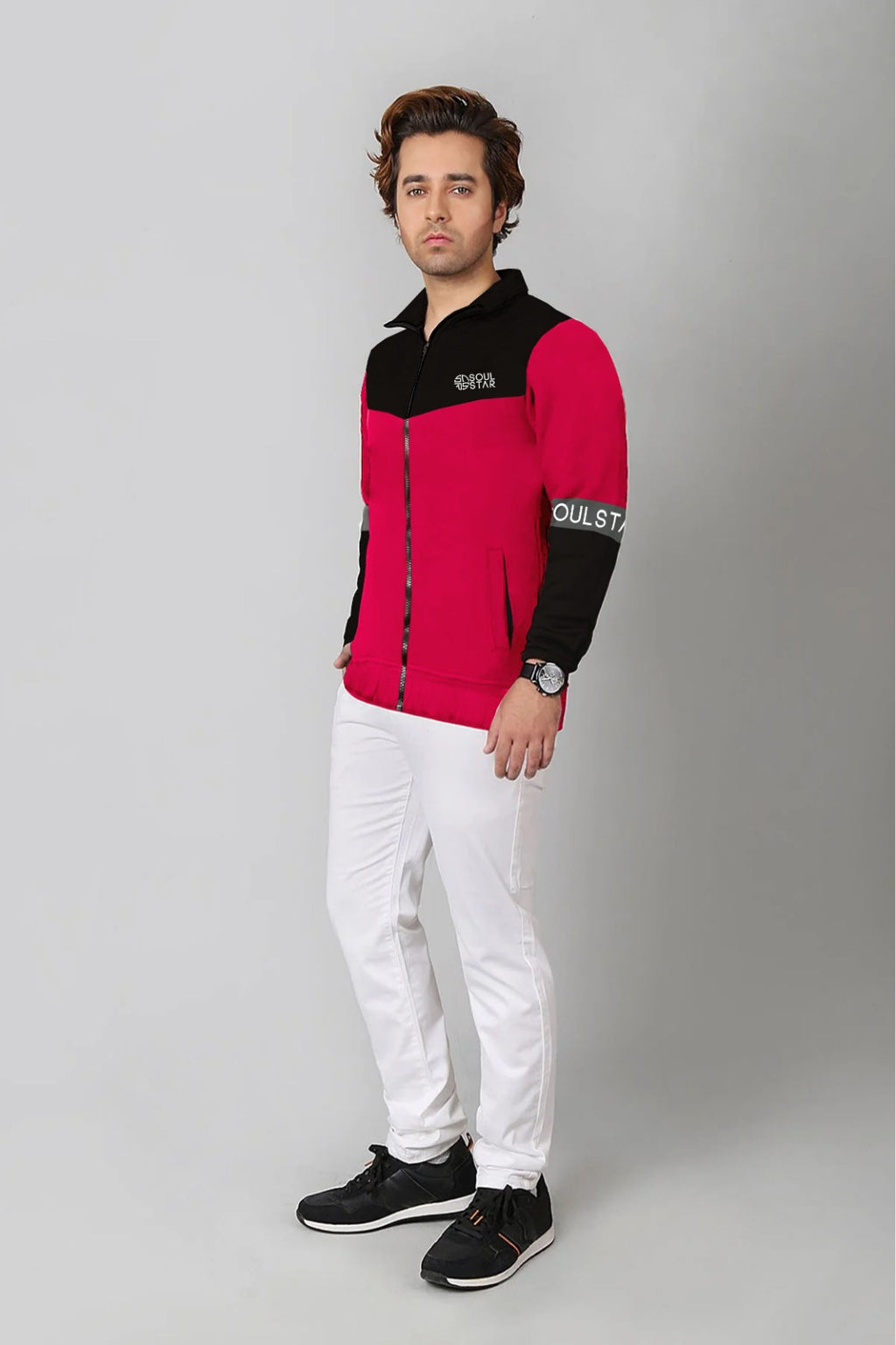 MEN'S COLOR BLOCK ZIPPER JACKET