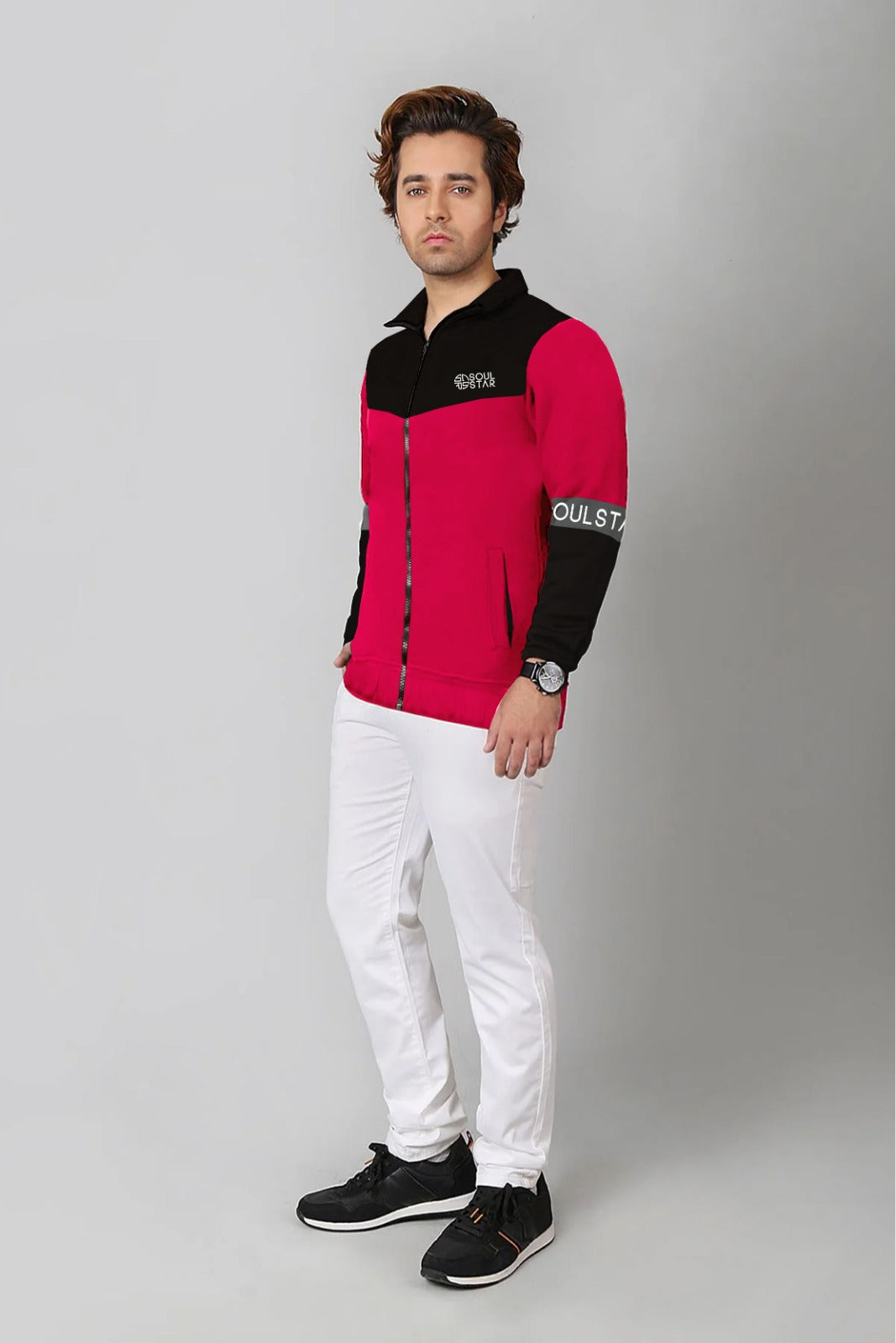 MEN'S COLOR BLOCK ZIPPER JACKET