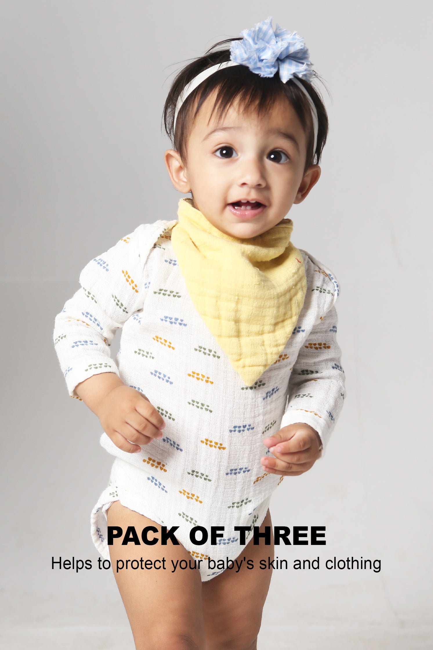 SOFT ABSORBENT BABY MUSLIN BIBS PACK OF 3