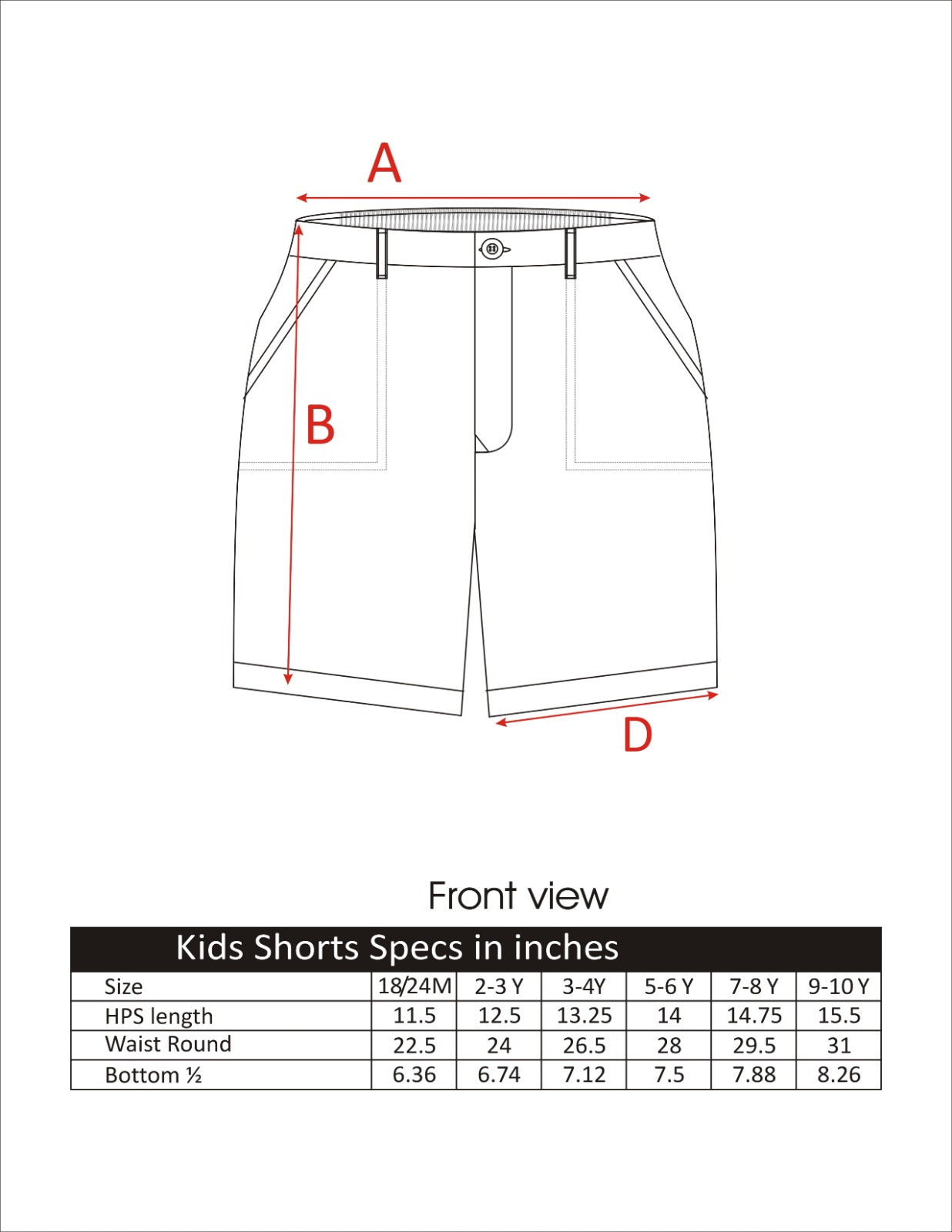 KIDS SHORTS YELLOW