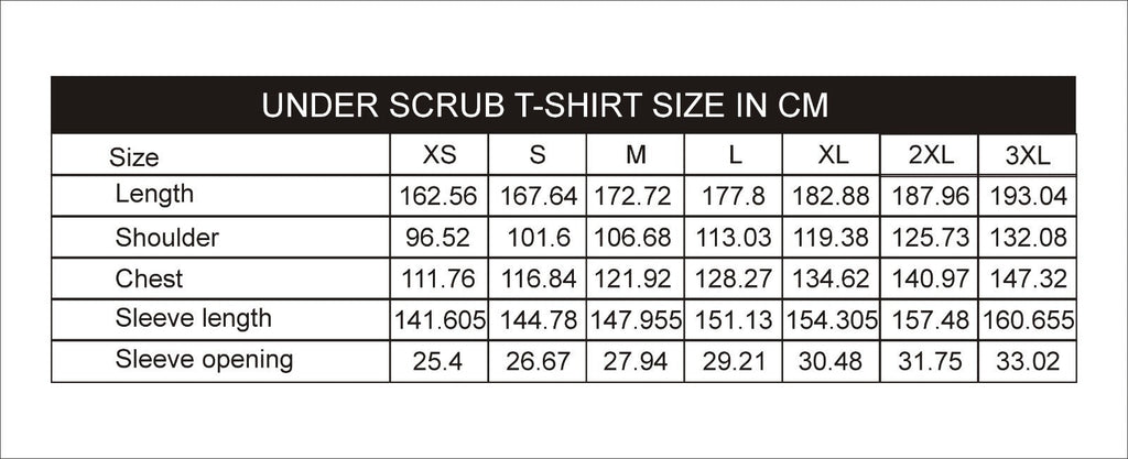 PROFESSIONAL UNISEX UNDER SCRUB T-SHIRT / BASE LAYER UNDER SCRUB T-SHIRT