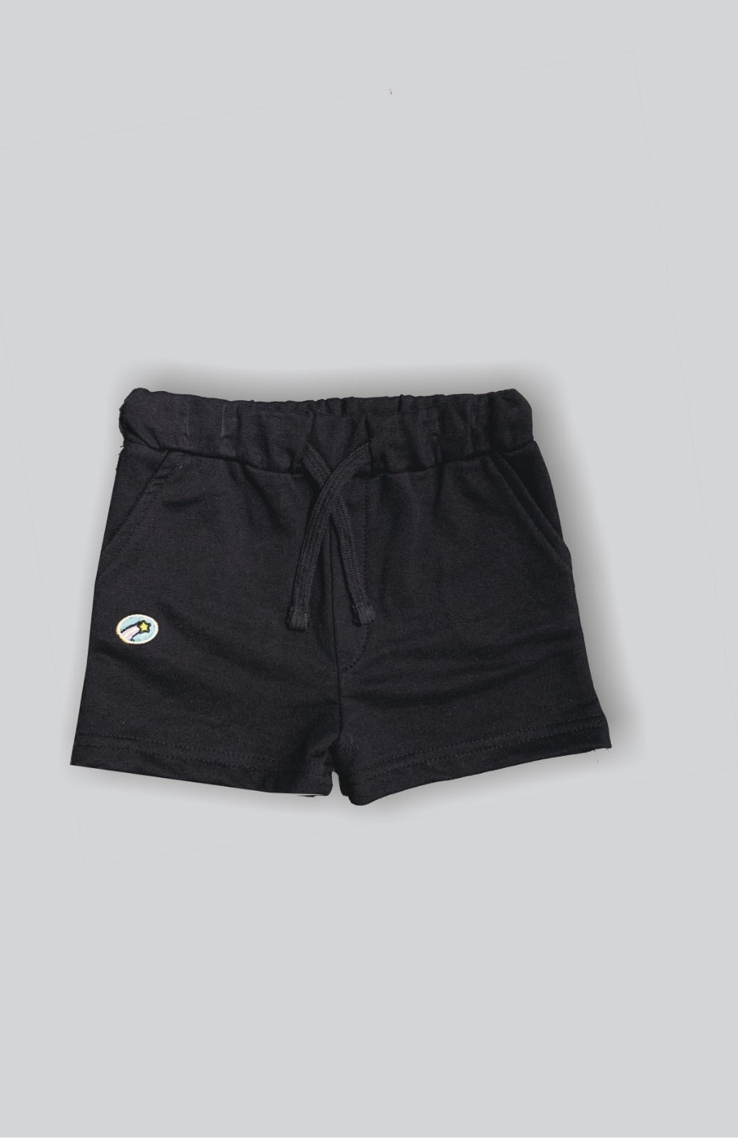UNISEX BABY SHORT BLACK FRONT EMBROIDERY