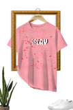 MEN'S T-SHIRT PEACH PEARL SLOGAN SPLASH GRAPHIC PRINT