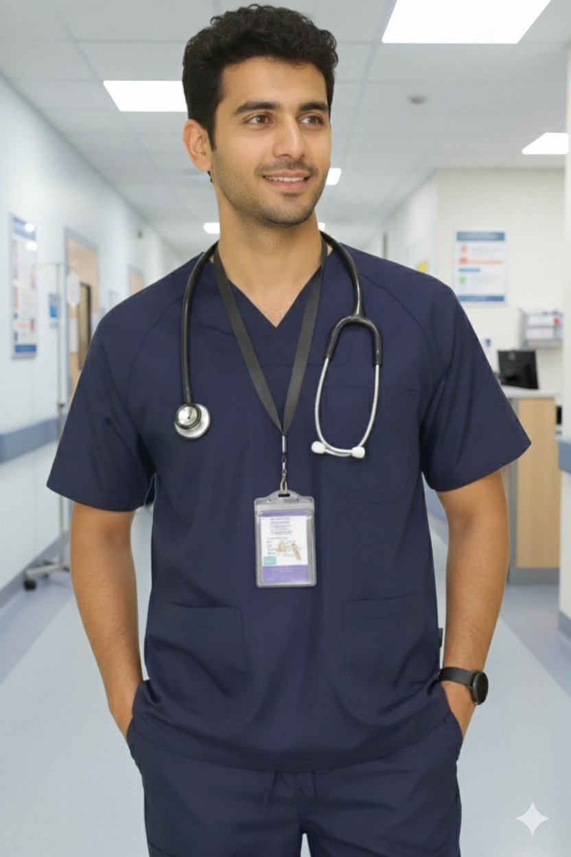 PROFESSIONAL UNISEX GERMAN SCRUB SUIT / OVERLAP V-NECK GERMAN SCRUB SUIT