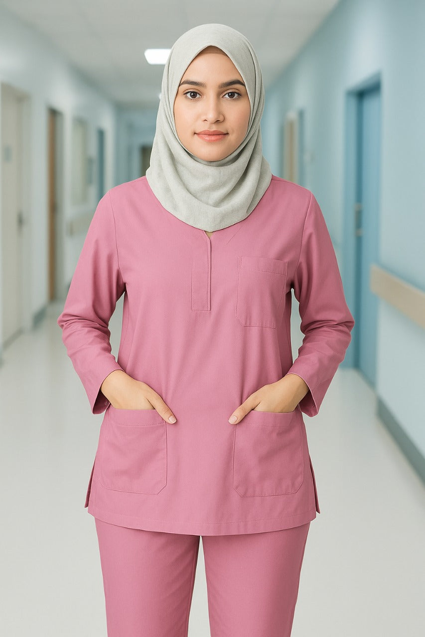 PROFESSIONAL FEMALE SOFIA SCRUB SUIT / SHORT LENGTH SLEEK SOFIA SCRUB SUIT