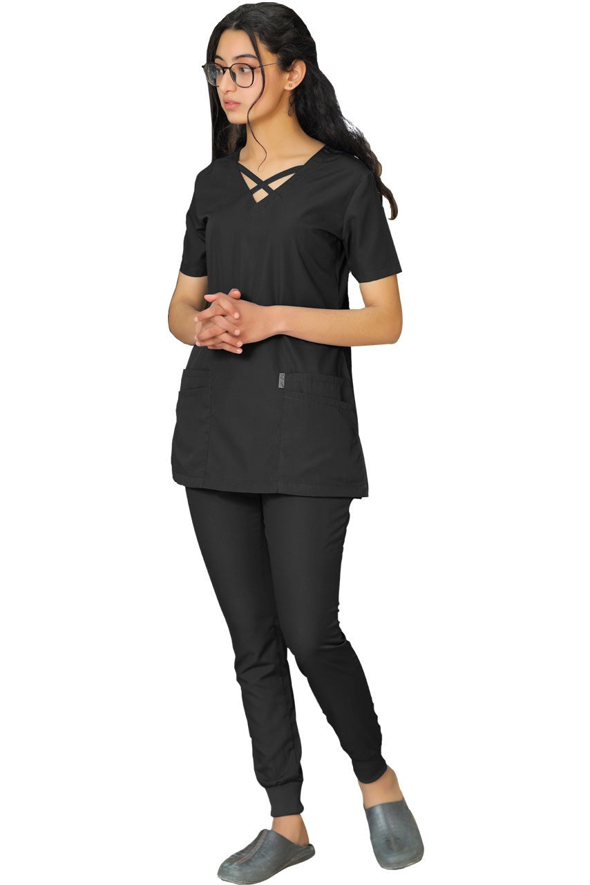 PROFESSIONAL FEMALE CROSS LONDON SCRUB SUIT / CRISS CROSS V-NECK CROSS LONDON SCRUB SUIT