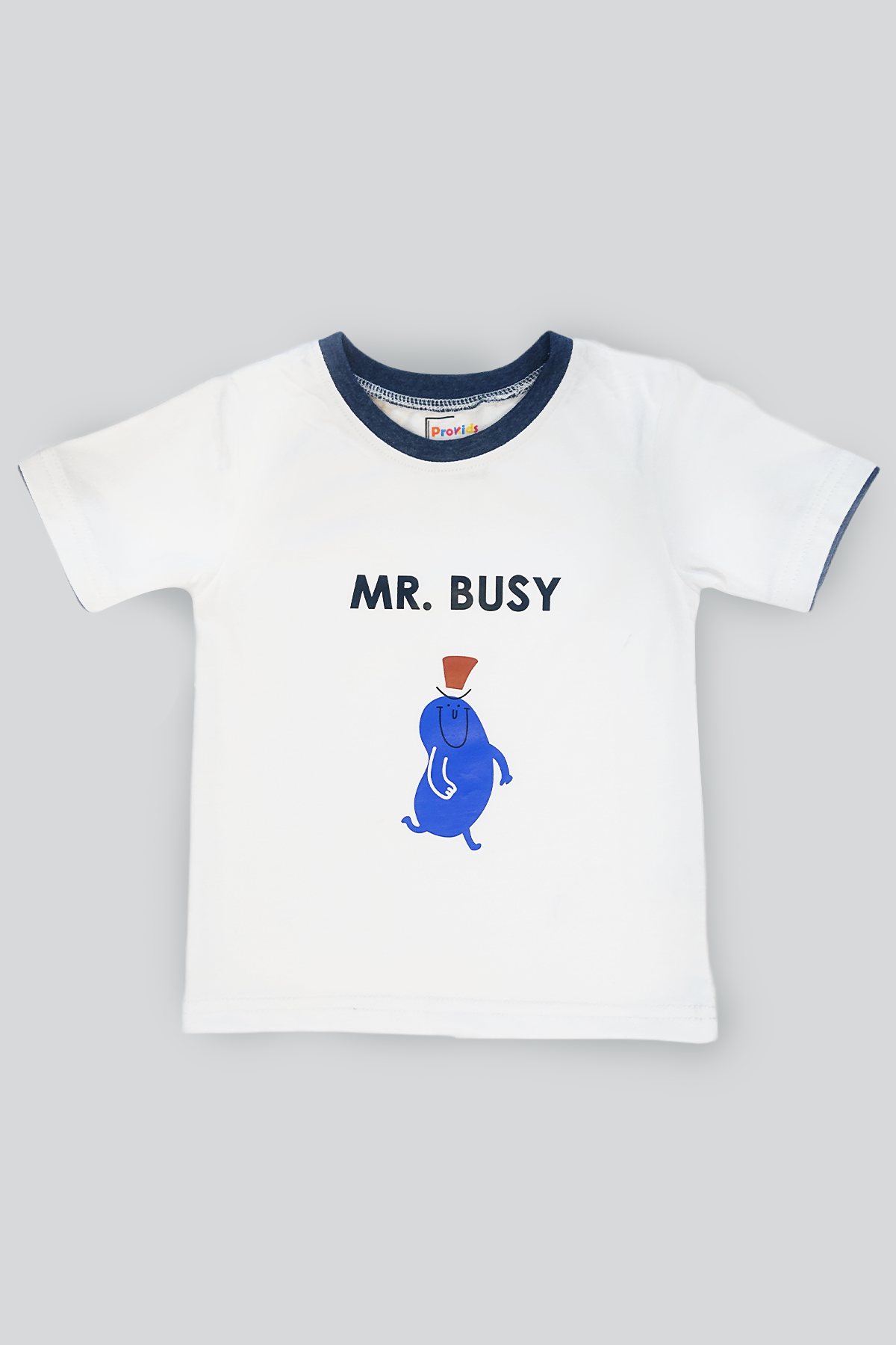 KIDS T-SHIRT WHITE WITH FRONT "MR. BUSY" PRINTING