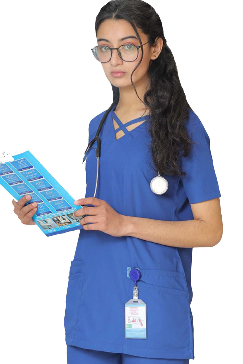 PROFESSIONAL FEMALE CROSS LONDON SCRUB SUIT / CRISS CROSS V-NECK CROSS LONDON SCRUB SUIT