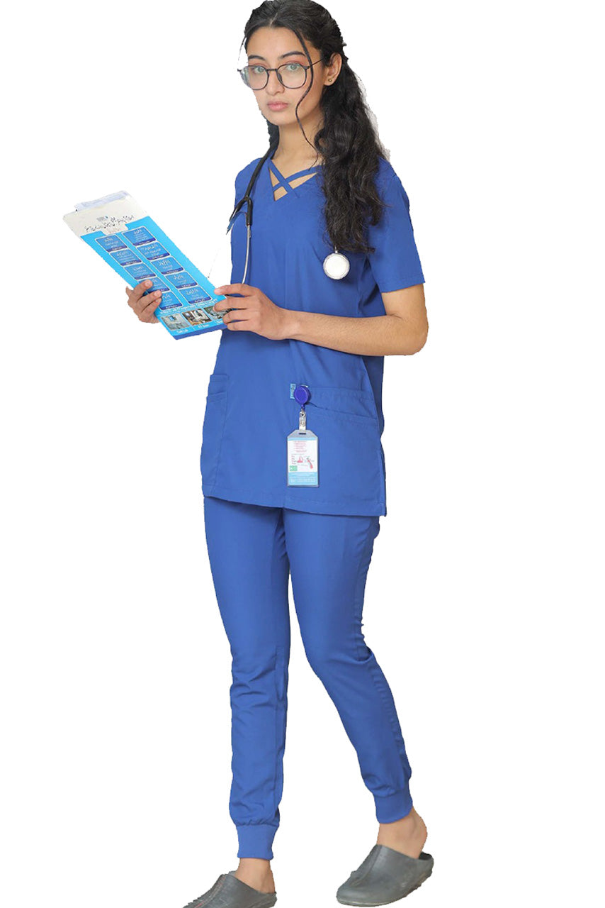 PROFESSIONAL FEMALE CROSS LONDON SCRUB SUIT / CRISS CROSS V-NECK CROSS LONDON SCRUB SUIT