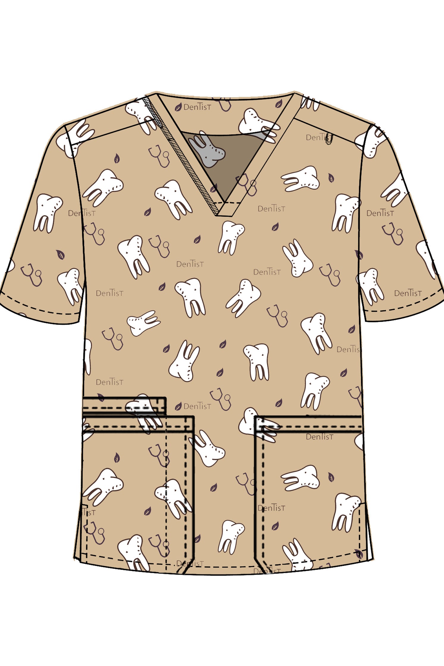 PROFESSIONAL UNISEX PRINTED SCRUB TOP / PLAYFUL PRINTS SCRUB TOP