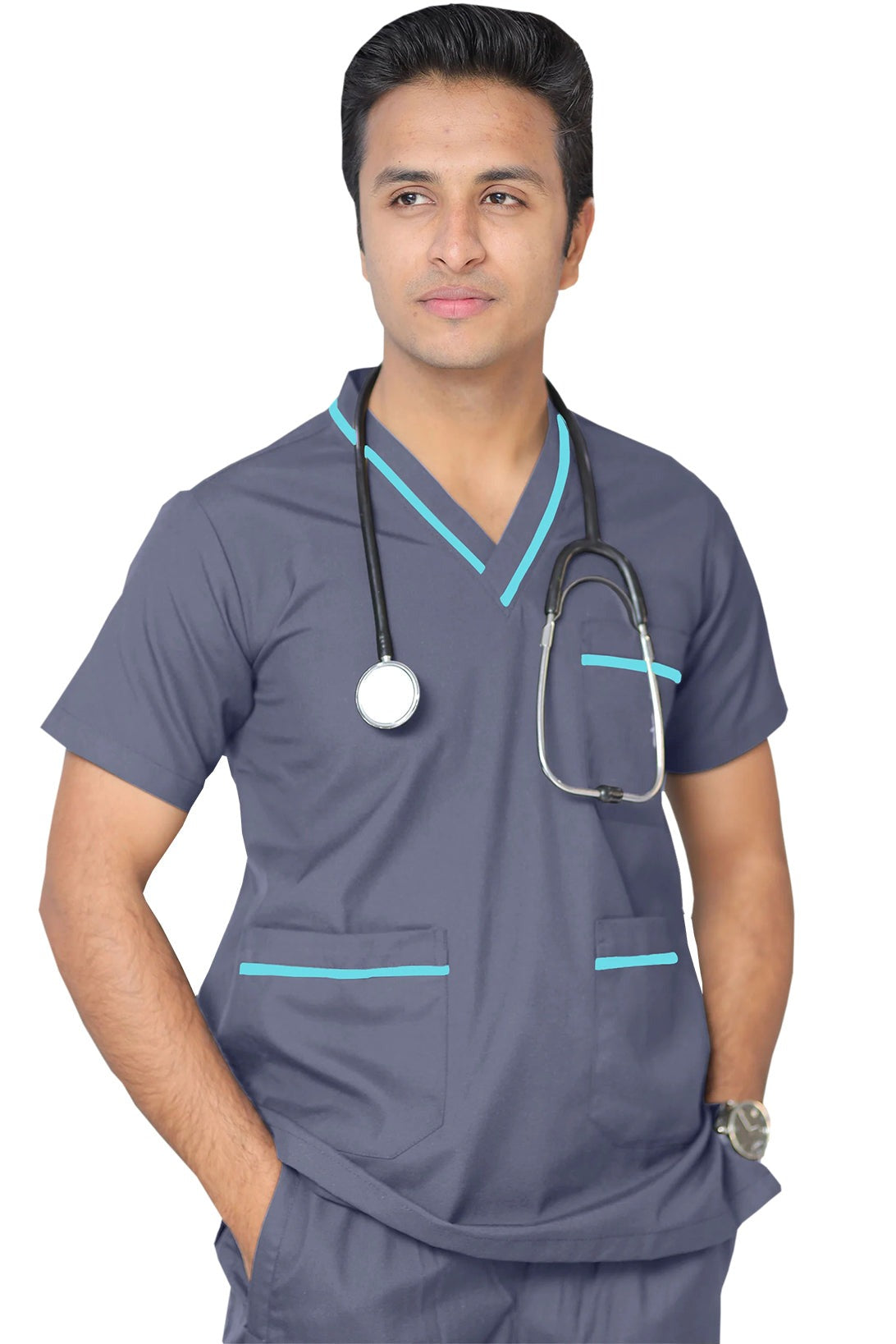 PROFESSIONAL UNISEX DUBAI SCRUB SUIT / V- NECK TOP SIZE INDICATOR DUBAI SCRUB SUIT