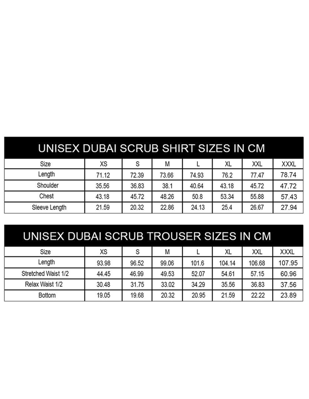 PROFESSIONAL UNISEX DUBAI SCRUB SUIT / V- NECK TOP SIZE INDICATOR DUBAI SCRUB SUIT