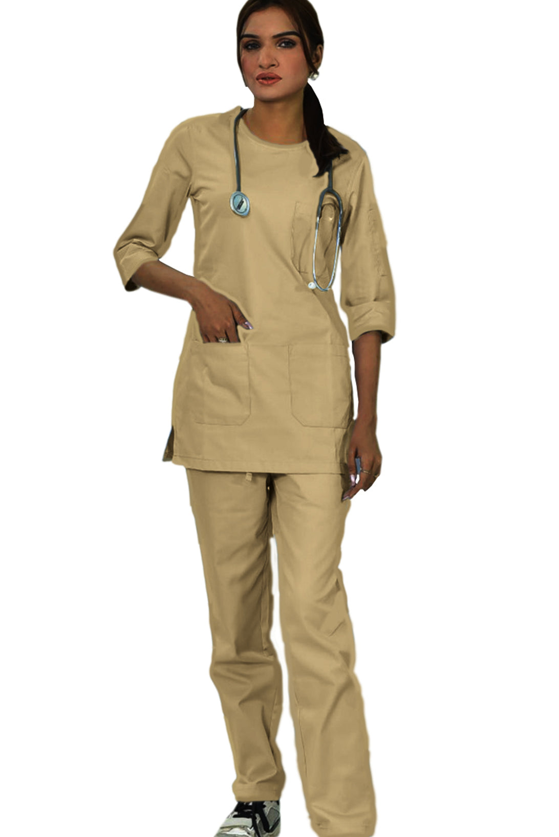 PROFESSIONAL FEMALE SALIMA SCRUB SUIT / ROUND NECK QUARTER SLEEVE SALIMA SCRUB SUIT