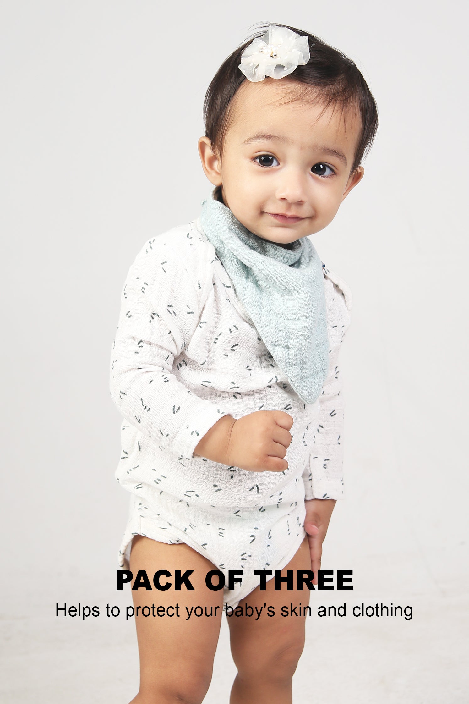 SOFT ABSORBENT BABY MUSLIN BIBS PACK OF 3