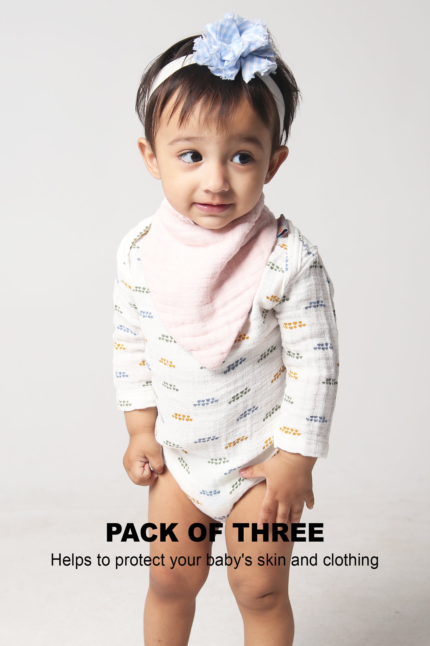 SOFT ABSORBENT BABY MUSLIN BIBS PACK OF 3