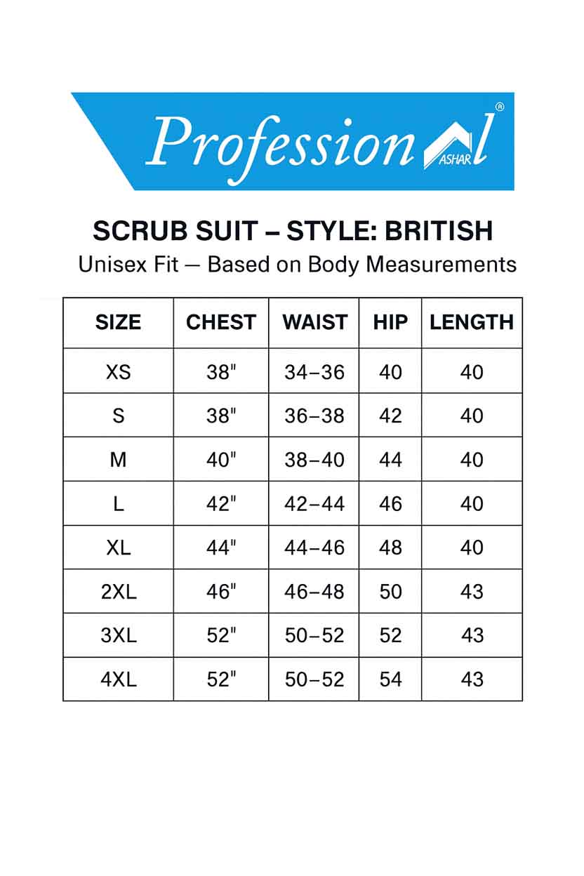 UNISEX BRITISH SCRUB SUIT / V-NECK MEDICAL SCRUB SUIT