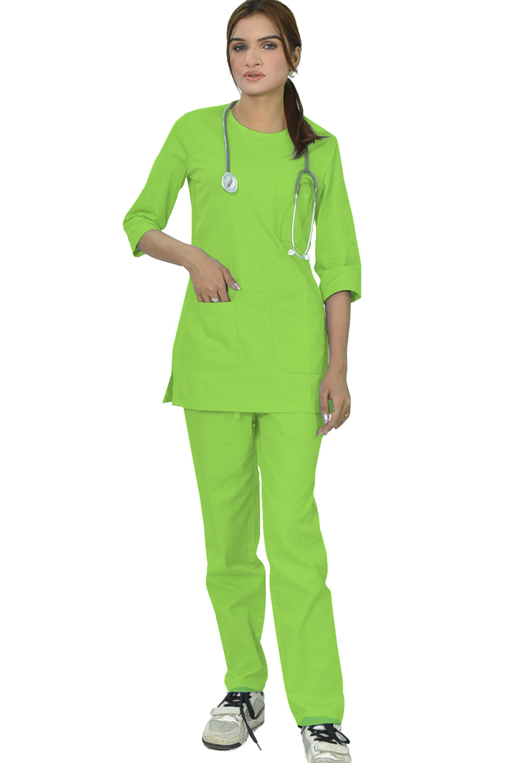 PROFESSIONAL FEMALE SALIMA SCRUB SUIT / ROUND NECK QUARTER SLEEVE SALIMA SCRUB SUIT