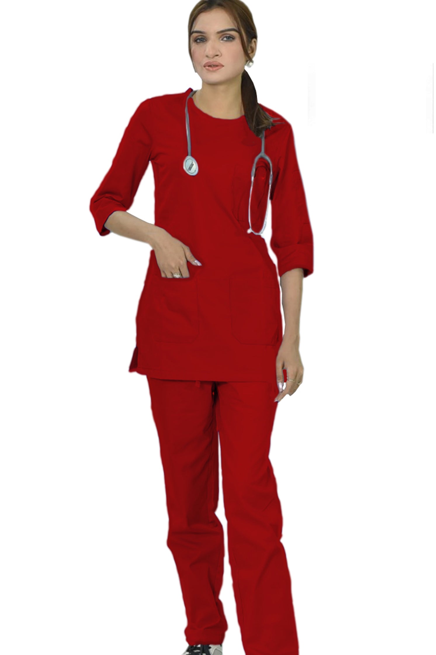 PROFESSIONAL FEMALE SALIMA SCRUB SUIT / ROUND NECK QUARTER SLEEVE SALIMA SCRUB SUIT