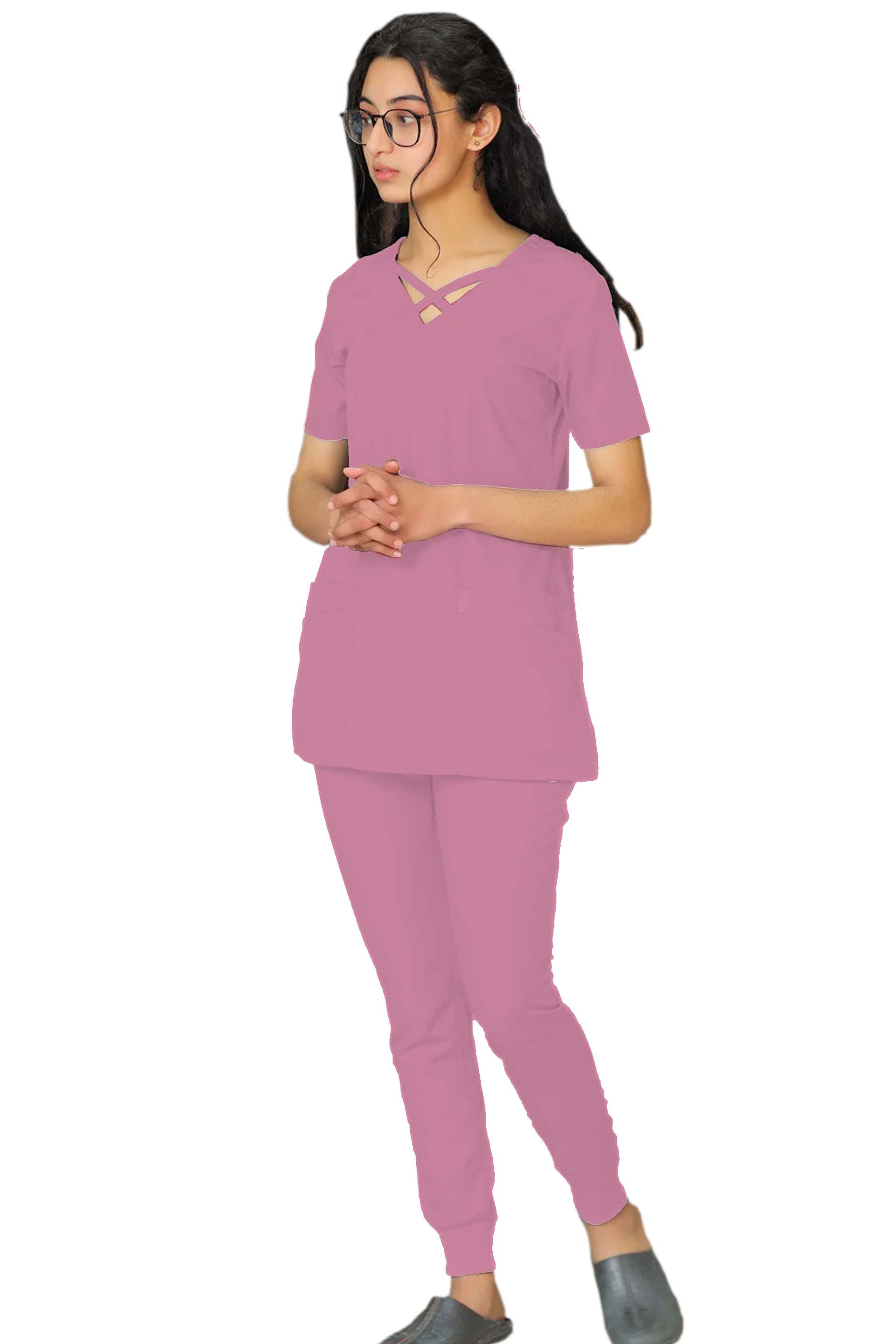 PROFESSIONAL FEMALE CROSS LONDON SCRUB SUIT / CRISS CROSS V-NECK CROSS LONDON SCRUB SUIT