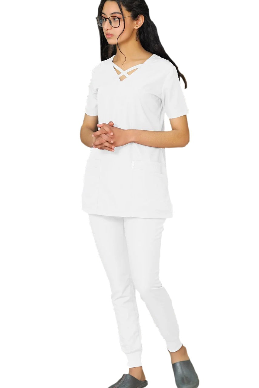 PROFESSIONAL FEMALE CROSS LONDON SCRUB SUIT / CRISS CROSS V-NECK CROSS LONDON SCRUB SUIT