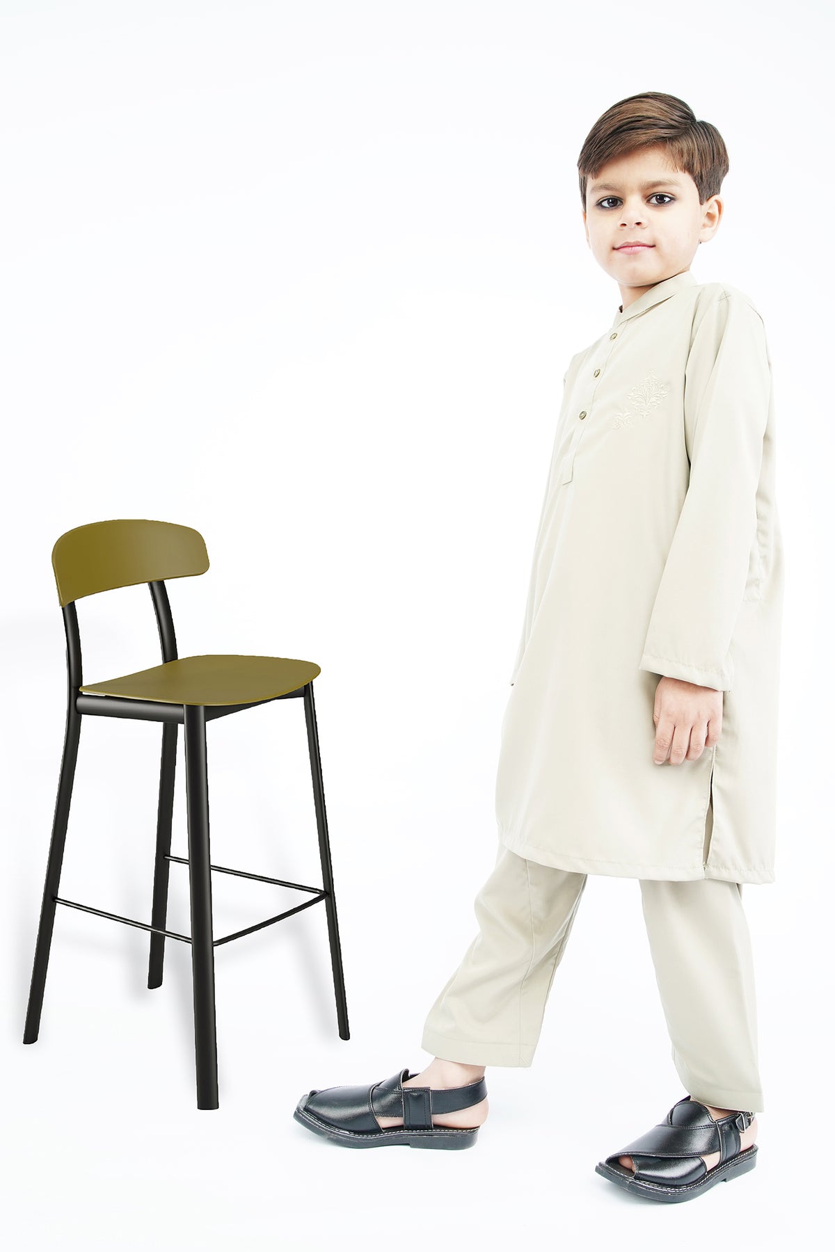 BOYS SUIT OLIVE WITH EMB