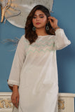 Ladies Lawn White shirt adorned with Embroidered organza & matching trouser