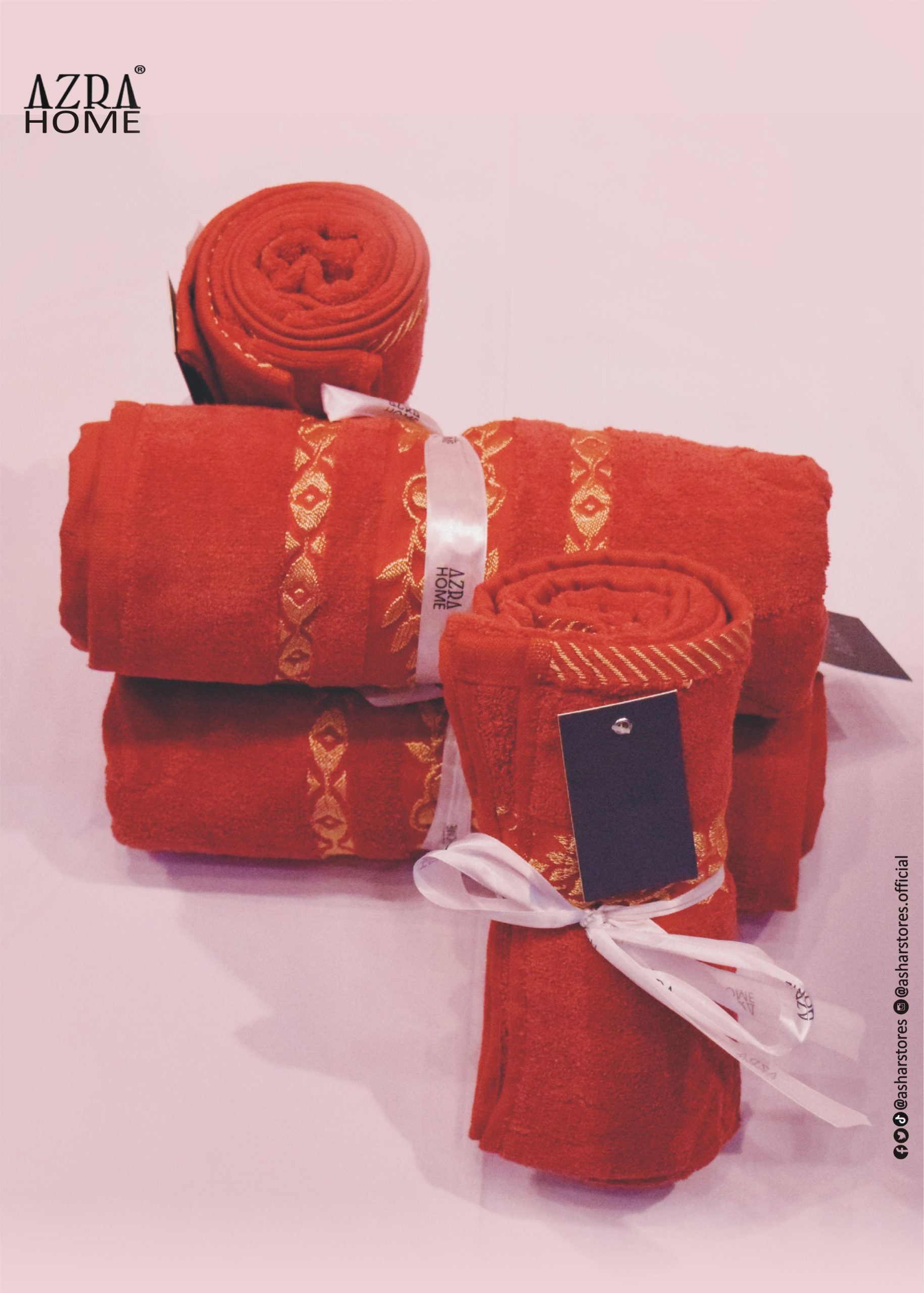 LUXURY BATH TOWEL-RED COLOR 100% COTTON