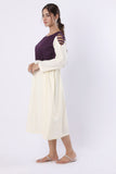 AZRA LADIES FROCK OFF WHITE N PURPLE