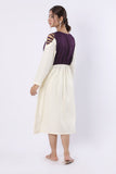 AZRA LADIES FROCK OFF WHITE N PURPLE