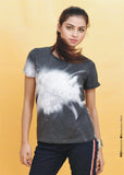 Ladies Tie &amp; Dye Top S/J Black Round