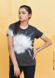 Ladies Tie & Dye Top S/J Black Round