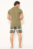 MEN PJ NIGHT SUIT WITH  SHORT GREEN