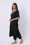 AZRA LADIES BLACK WITH NECK EMB