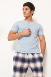 MEN'S PJ NIGHT SUIT WITH  SHORT SKY BLUE