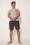 MEN'S PJ NIGHT SUIT WITH  SHORT GREY WHITE