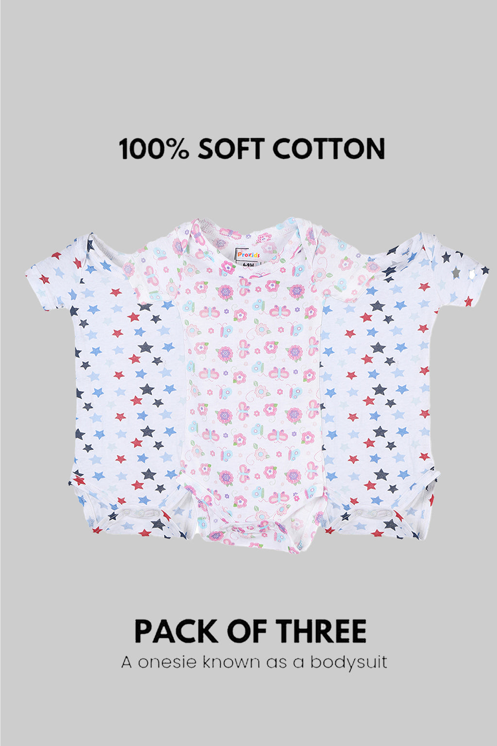 100% SOFT COTTON UNISEX ONESIE (PACK OF 3)