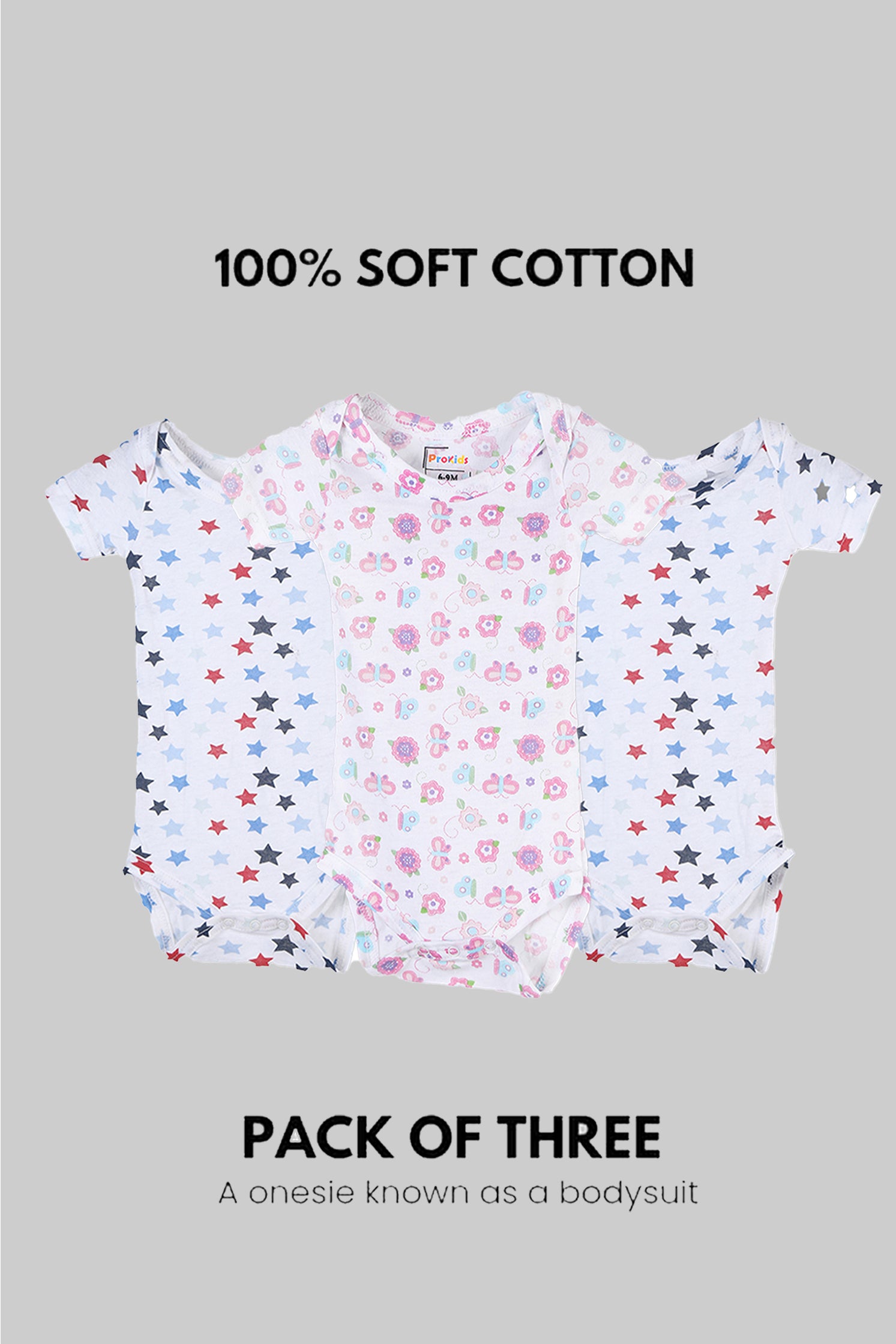 100% SOFT COTTON UNISEX ONESIE (PACK OF 3)
