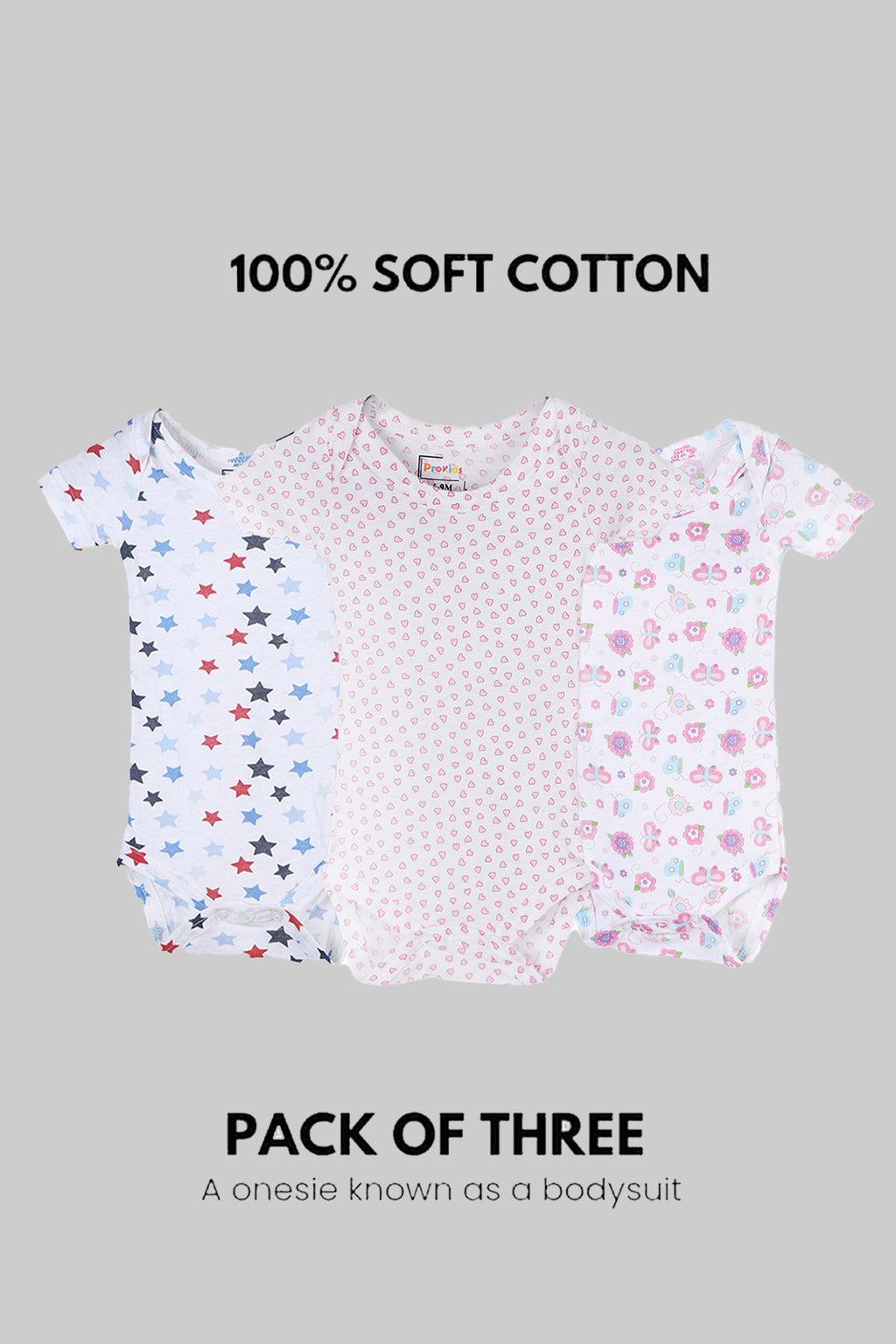 100% SOFT COTTON UNISEX ONESIE (PACK OF 3)