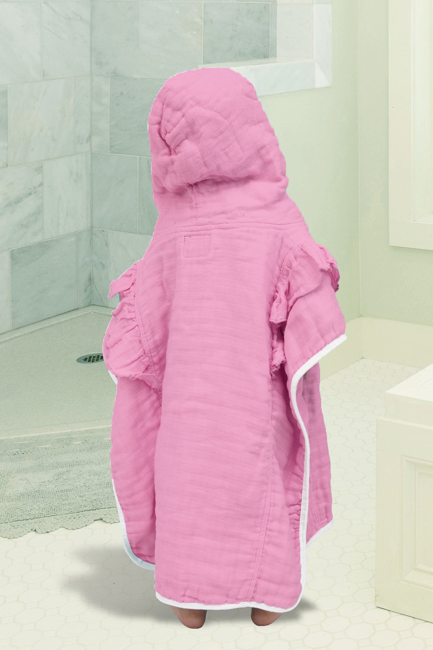 KID'S HOOD TOWEL FRILL STYLE PINK