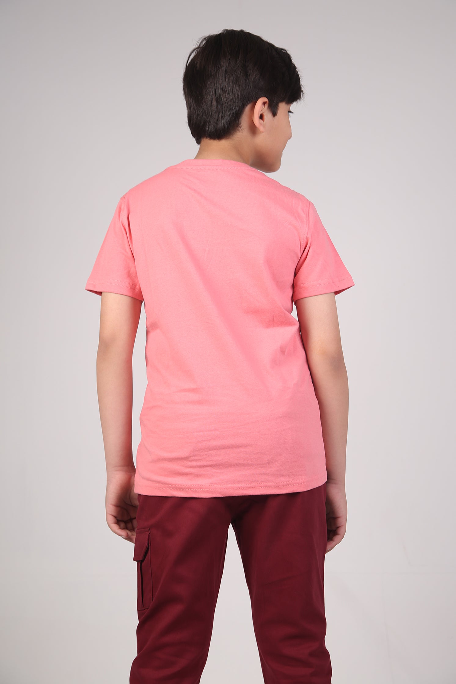 BOY'S T-SHIRT PEACH PEARL WITH SPLASH GRAPHIC PRINTING