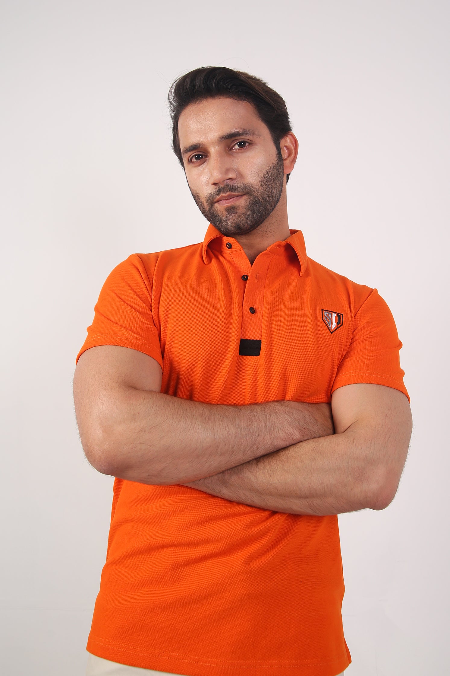 MEN'S POLO BURNT ORANGE FRONT EMB