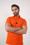 MEN POLO BURNT ORANGE FRONT EMB