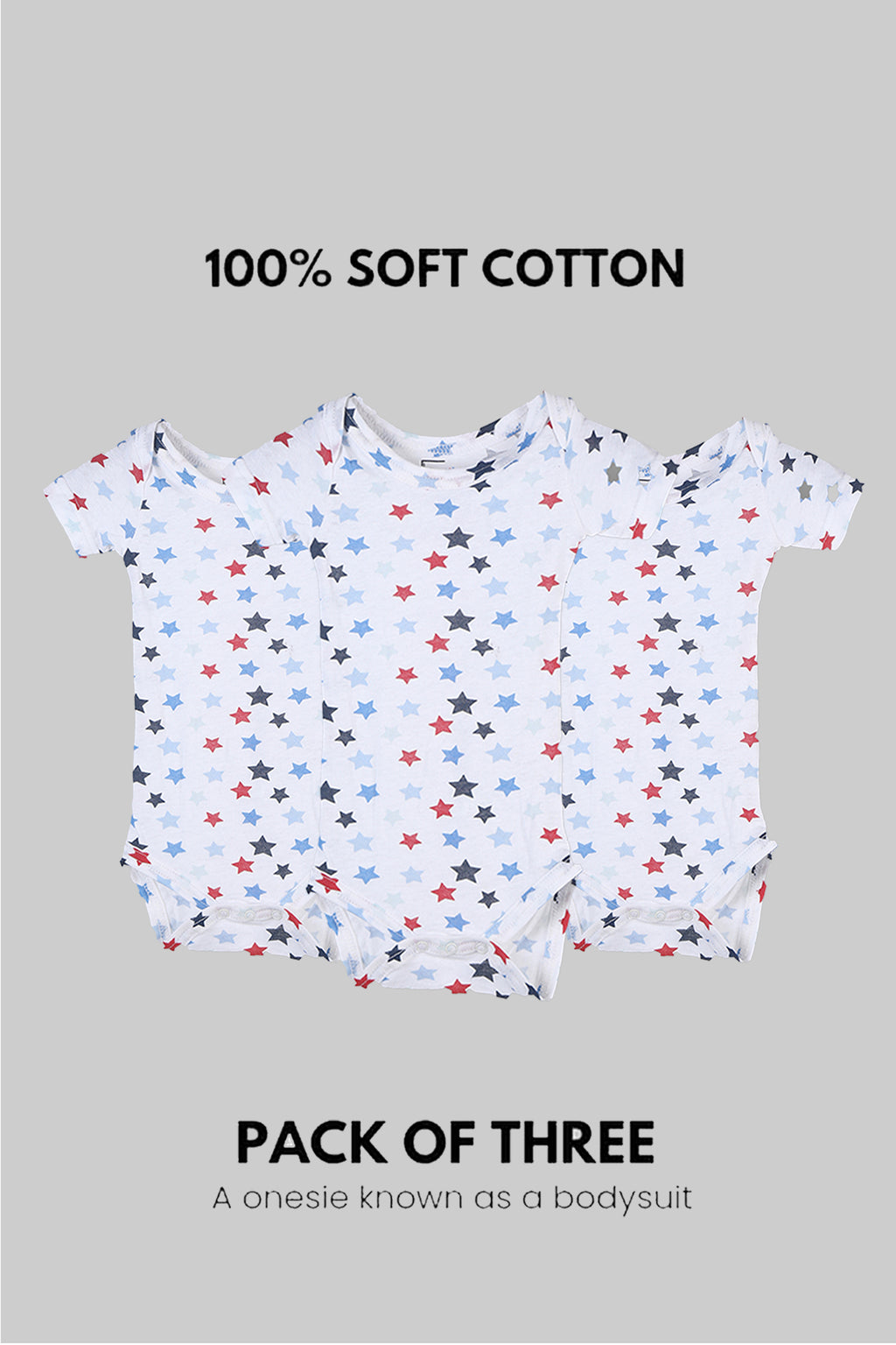 100% SOFT COTTON UNISEX ONESIE (PACK OF 3)