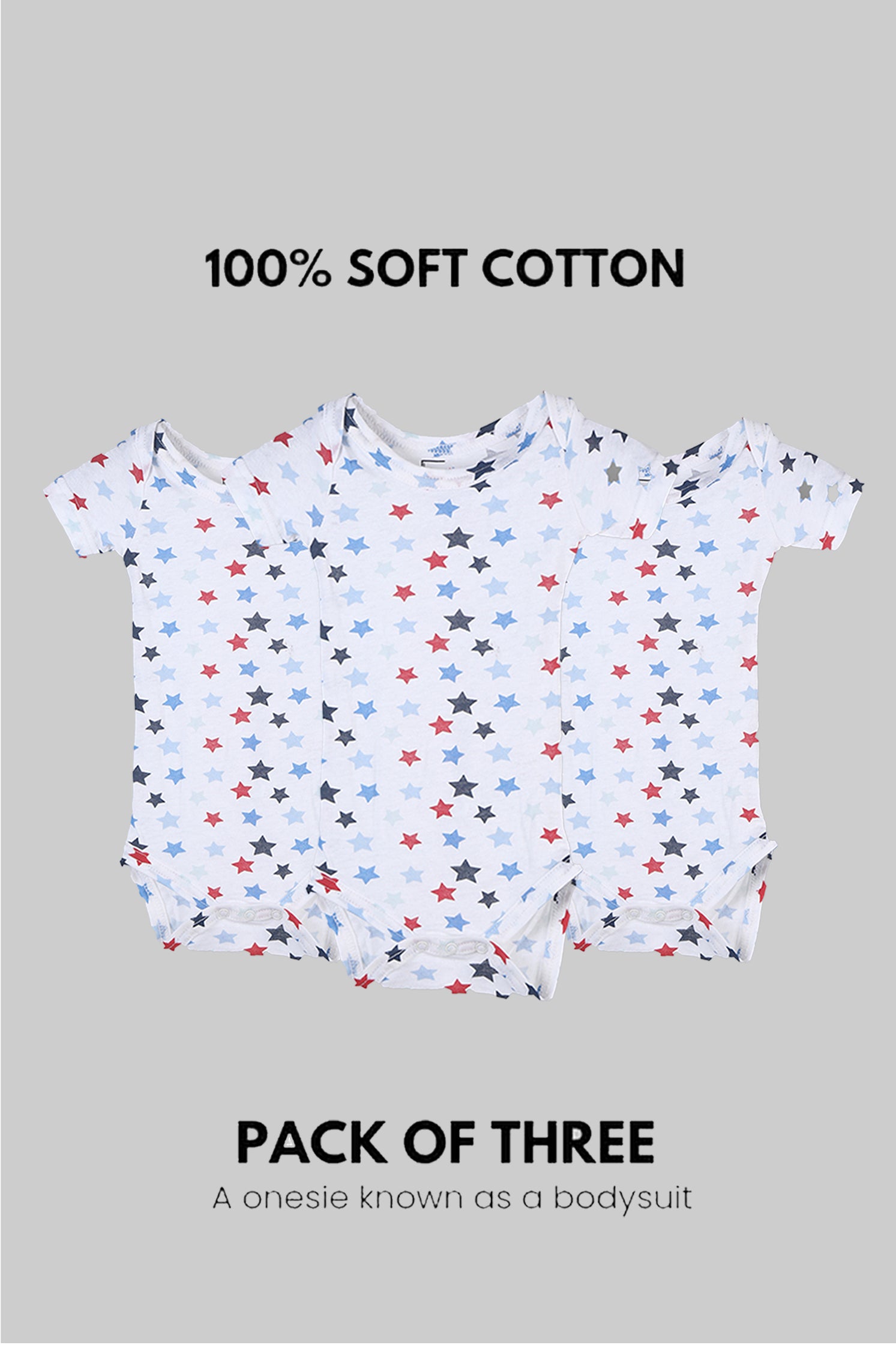 100% SOFT COTTON UNISEX ONESIE (PACK OF 3)
